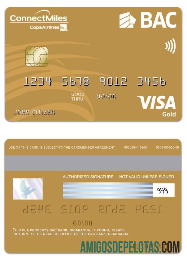 Nicaragua BAC Bank Visa Gold Card download for verification